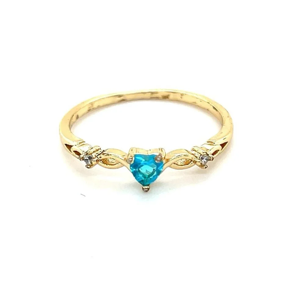 Dainty Blue‎ Stone Heart Shaped Ring